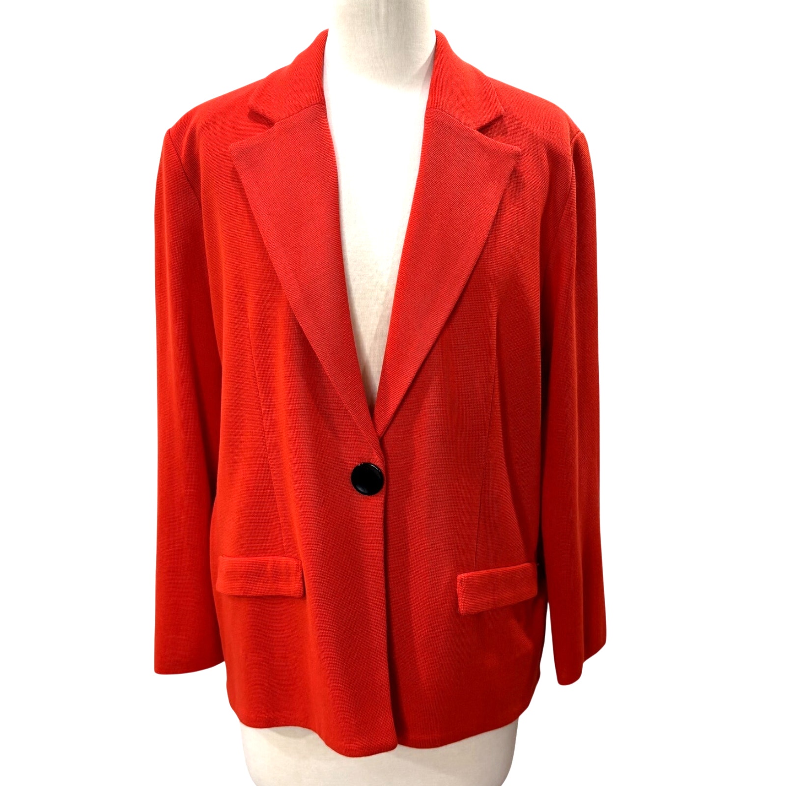 Exclusively Misook Size L Knit Blazer Jacket Bright Poppy Red Orange Unstructure